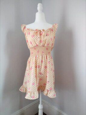 Lily Rose Juniors Peach and White Checkered Summer Dress Size XL - New with tags